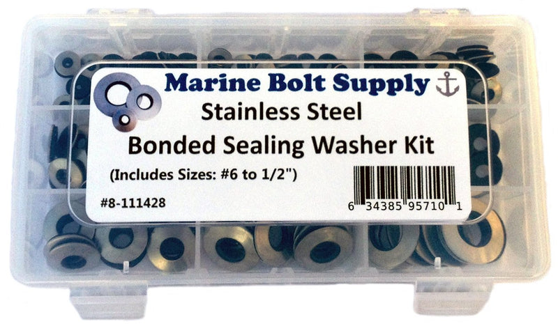 Stainless Steel Neoprene Bonded Sealing Washer Assortment Kit - Marine Bolt Supply 8-111428