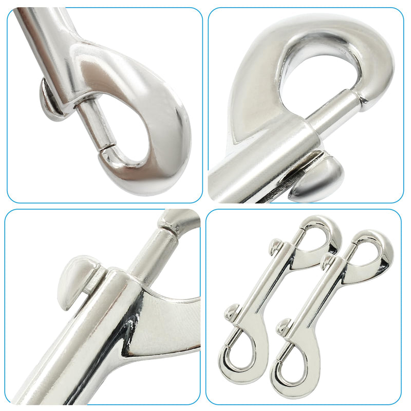 Waziaqoc 2 PCS Double Ended Bolt Snap Hook, 3.5 Inch Zinc Alloy Hook Metal Clips, Heavy Duty Trigger Chain Clips for Key Chain Dog Leash Horse Pet Sling Feed Buckets