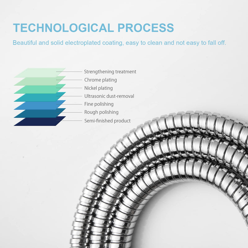 OFFO Shower Hose, 48 Inch Bidet Hose High Pressure Explosion Proof Toilet Hose for Bidet Sprayer Stainless Steel Electroplating Handheld Shower Hose Flex Hoses with Woven Inner Tube, Chrome 48 in