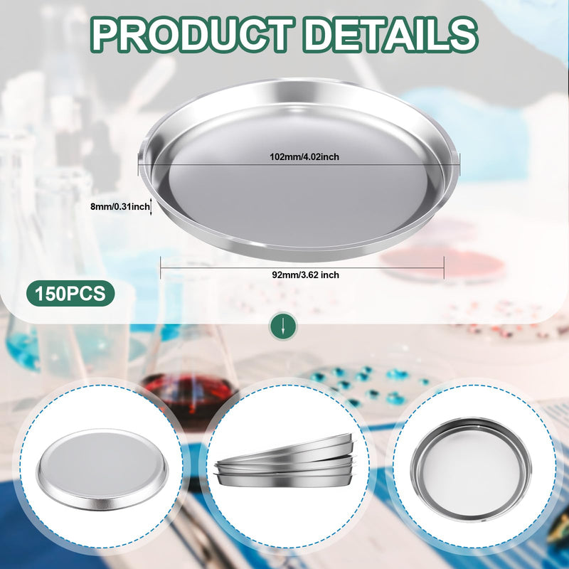Shimeyao 150 Pack Aluminum Sample Pans for Moisture Analyzer 92mm Disposable Round Lab Trays Weighing Dishe Foil Pan Scale Tray Plate for Moisture Tester