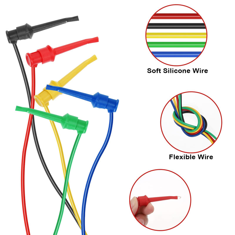 Sumnacon Multimeter Test Lead Set - 5Pcs Stackable Banana Plug to Test Hook Wire Cable Kit with Protective, Flexible Wire Leads for Electrical Testing 500V/5A 6.6Ft/2M 6.6 ft