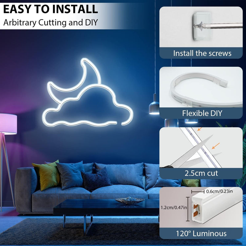 Neon Rope Light Mounting Brackets, 100PCS Neon Lights Install Fixing Clips Accessories for 6x12mm LED Neon Flexible Strip Lighting, Neon Signs DIY(100 Screws, 100 Clips)