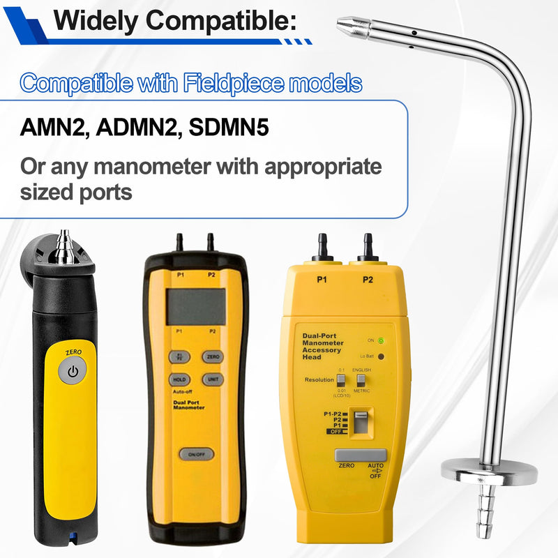 ASP2 Static Pressure Probes for Fieldpiece Manometers, HVAC Static Pressure Probes Compatible with Fieldpiece Klein Tools Manometer Gas Pressure Tester, Manometer HVAC Pitot Tube 2 Pack