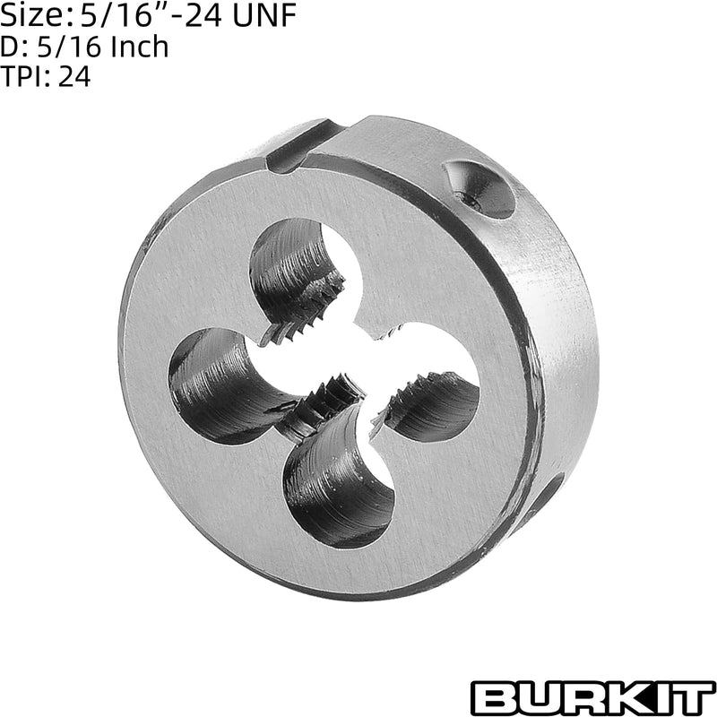 Burkit 5/16"-24 UNF Round Threading Die, 5/16 x 24 UNF Machine Thread Die Right Hand