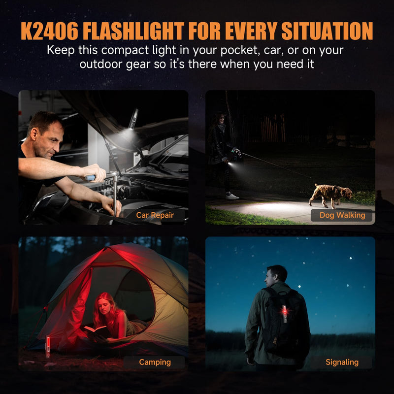 Rechargeable Magnetic Small Flashlights High Lumens - Super Bright Powerful LED Tactical USB C Flashlight, 8 Modes, Dual Button Waterproof Pocket Flash Light for Emergency, Car, Christmas Gifts Black 2