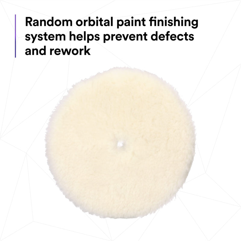 3M Perfect-It Random Orbital Medium Wool Compounding Pad, 5"/130 mm, White, 34121, Orbital Pads for Automotive Compounding and Polishing 5" 130mm