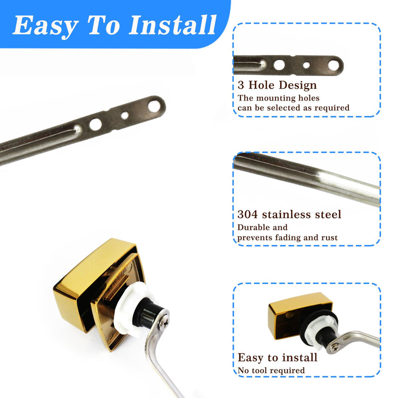 Universal Side Mount Toilet Handle Compatible with Kohler 85114-CP Trip Lever Kit, Toilet Tank Parts Handle Replacement, Vibrant (Polished Gold)
