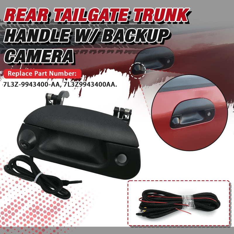 Rear Tailgate Trunk Handle w/Backup Camera Comes with RCA Plug Parking Guideline for F150 F250 F350 F450 F550 1997-2007 for Explorer Lobo 2001-2005 7L3Z-9943400-AA F150-F550 1997-2007