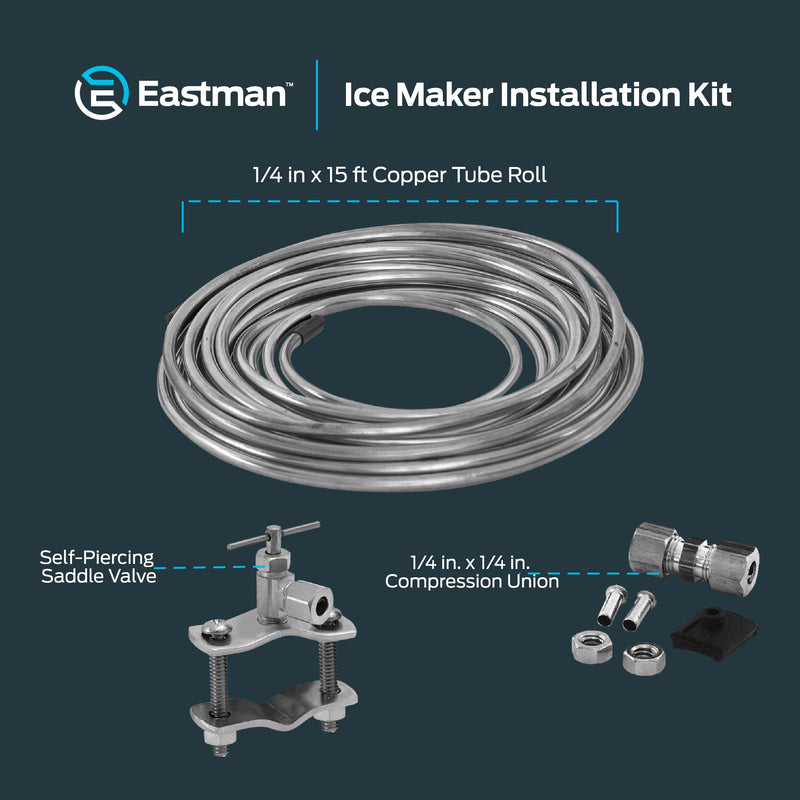 Eastman Ice Maker Installation Kit, 1/4 Inch x 15 Foot Copper Tube, 48398