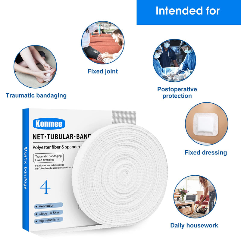 Tubular Bandage Elastic Net Wound Dressing Elastic Dressing Retainer Tubular Stretch Elastic Gauze Bandage, Size 4 for Palm, Wrist and Forearm #4 (for Palm/ Wrist/ Forearm/ Arm/ Leg/ Foot)