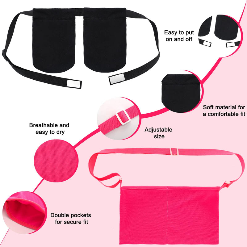 Tondiamo Mastectomy Drain Holder Adjustable Drain Pouch with Shower Bag Mastectomy Breast Shirts with Drain Two Pockets Mastectomy Tummy Tuck Recovery Supplies(Black, Red, Two Pockets) Black, Red