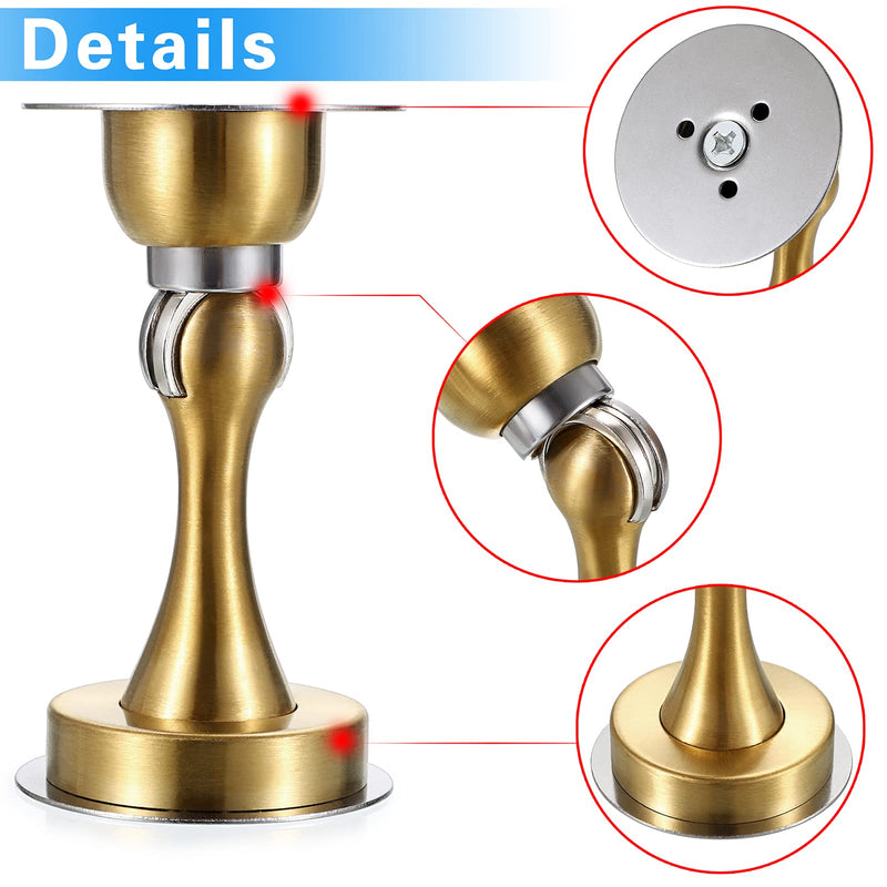 Sumnacon Sturdy Magnetic Door Stopper - Stainless Steel Door Stopper with Magnet for Wall Floor, Sturdy Magnetic Doorstop Holder with Adhesive Tape & Screws for Home Office, Gold