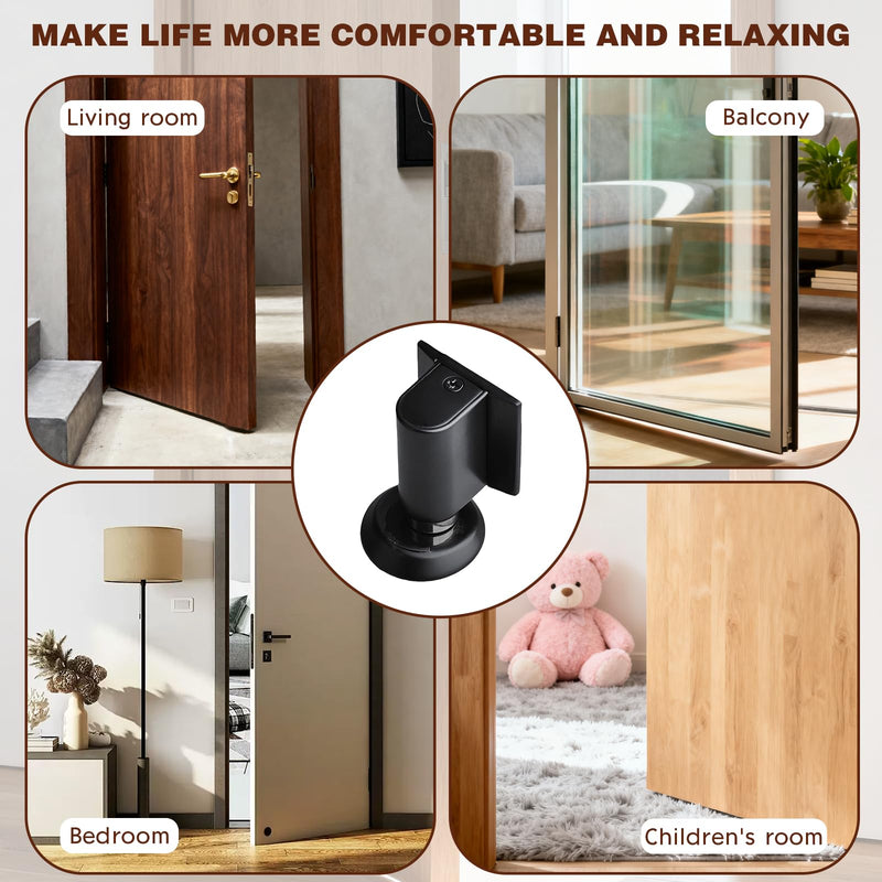Magnetic Door Stoppers for Bottom of Door Holder 1 Pack Heavy Duty Magnetic Door Catch Holder to Keep Door Open with Screws and Adhesive No Drilling Magnet Mount Floor Door Stop Black