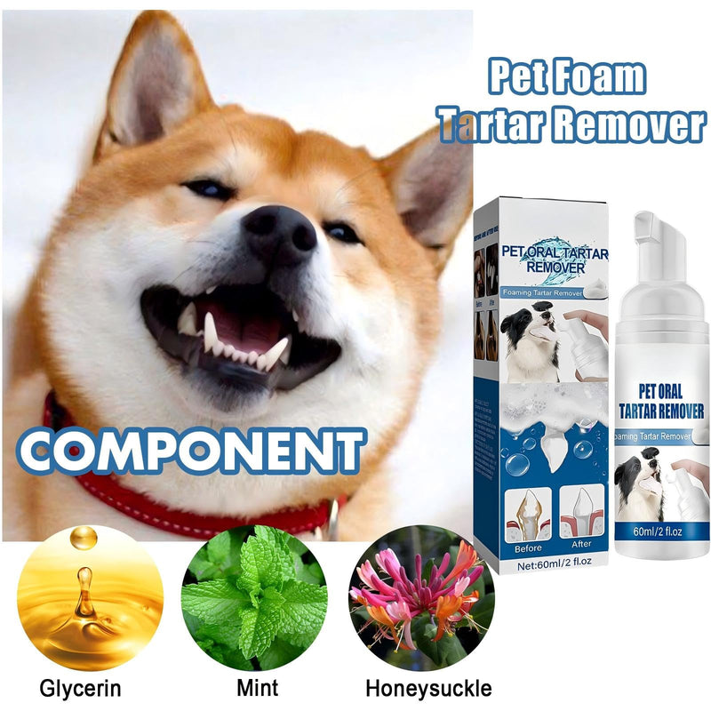 Dog Dental Foaming Care Spray, Dogs Teeth Oral Care Cleaning Spray, Pet Foaming Clean Teeth for Pet Cats and Dogs, Reduce Plaque & Tartar, Support Clean & Teeth and Aid in Daily Oral Use - 2 fl. oz