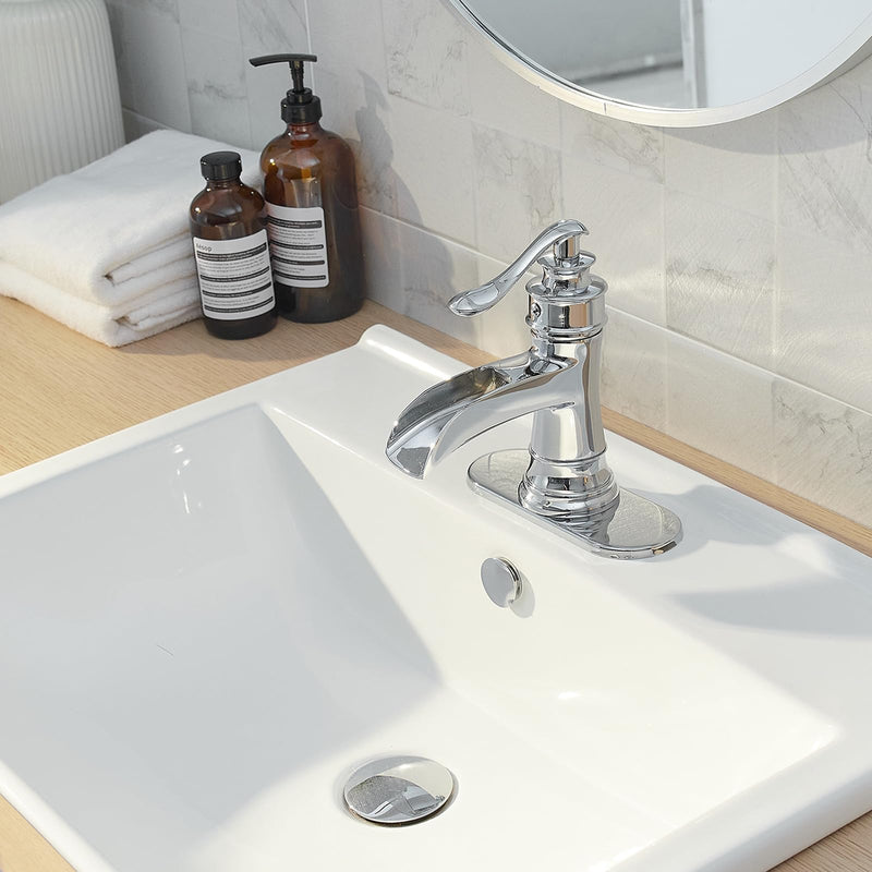 6 Inch Bathroom Vessel Vanity Sink Faucet 4" Hole Cover Deck Plate Escutcheon Chrome