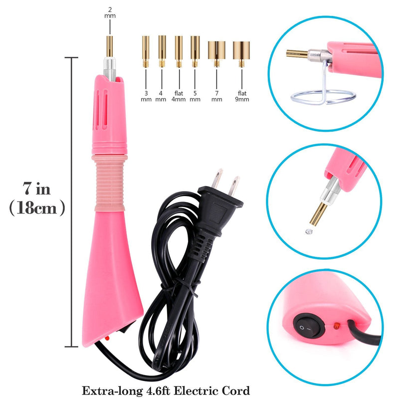 GGLTECK Hotfix Applicator Rhinestones -Valentines Day Gifts, Hot Fixed Bedazzler Kit, DIY Hot Fix Rhinestone Applicator with 7 Different Sizes Tips, 5304 PCS Rhinestones, Tweezers Brush Cleaning Kit