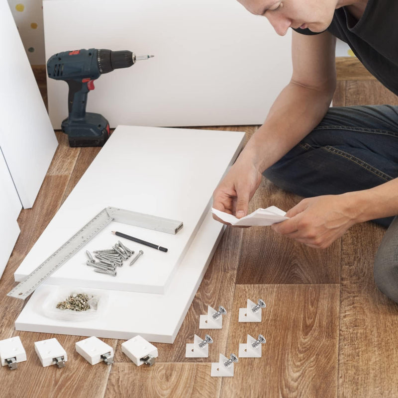 120 Pcs Drawer Bottom Support Brackets,Drawer Wedges with Screws, Fixing Mending Wedges, Angle Code Bracket Fasteners, Plastic Drawer Reinforcement Repair Kit for Furniture Sagging Drawer - NewNest Australia