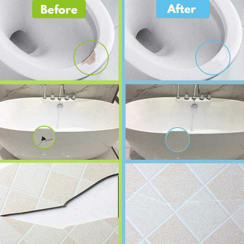 NADAMOO Tub and Tile Repair Kit White Tile Shower Repair Kit for Fiberglass Porcelain Ceramic Acrylic Stone, Fix Crack Chip Scrap Hole - 3.5 Oz Pro