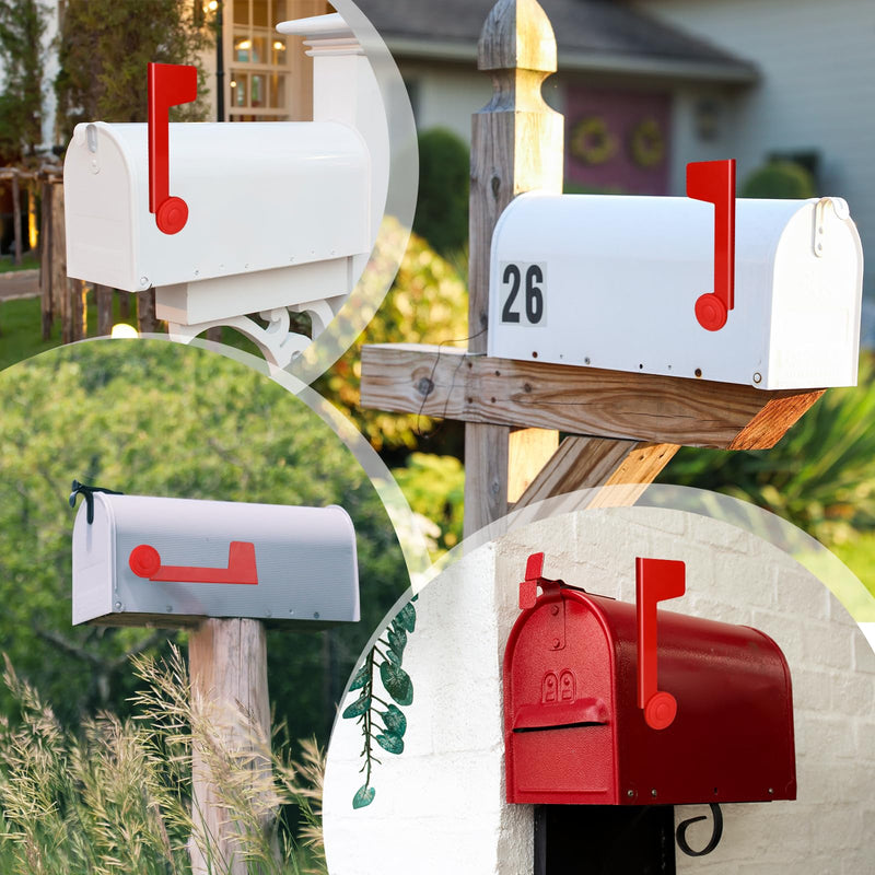 Mailbox Replacement Flag Kit Mailbox Red Flag Holder, Professional Mailbox Flag Galvanized Steel Including 1 Piece of Metal Mailbox Flag Replacement, 1× Red Washer, 1× Card Holder and 1× Card Strip Style - B