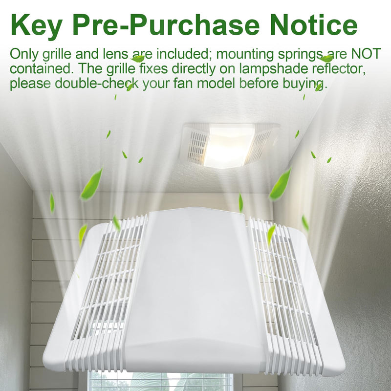 85315000 Nutone Ventilation Fan Grille with Lens Fits for Broan-Nutone 663, 663N, 663FL, 663L, 663LN, 669L, 669LN, 669FN, 763RL, 763RLN, 769RL, 769RLN, 769RF
