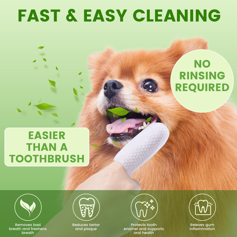 Dog Dental Care Wipes - Pet Teeth Cleaning Wipes for Dogs & Cats - Reduces Plaque, Freshens Breath Dog Dental Care Solution Pet Finger Wipes(60 PCS, Unscented)