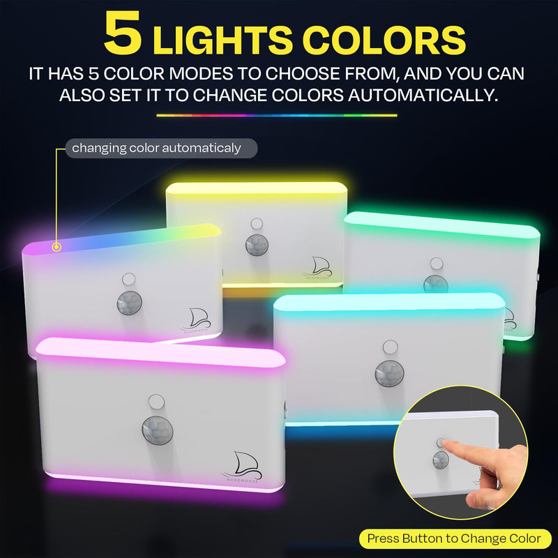 3-Pack Motion Sensor Night Light – Cruise Ship Approved, Magnetic & Rechargeable with USB-C, RGB Color-Changing Modes, LED Auto Nightlight for Cabin, Bathroom, Hallway, Bed or Stairs Modern 3-pack