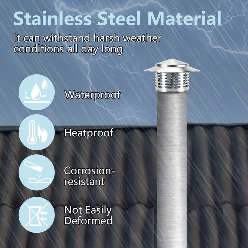 Stainless Steel Chimney Caps Cover for Outside (3 in, Silvery) 3 inch