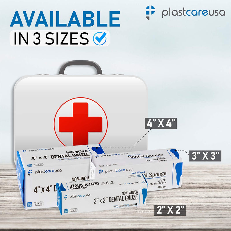 200 Count 4x4 Gauze Pads - Soft 4-Ply Non Woven Gauze Sponges - Non Sterile Dental Gauze & 4x4 Esthetic Wipes - All Purpose Medical Gauze Squares for First Aid, Surgical, Wound Dressing 4x4 Inch (Pack of 200)