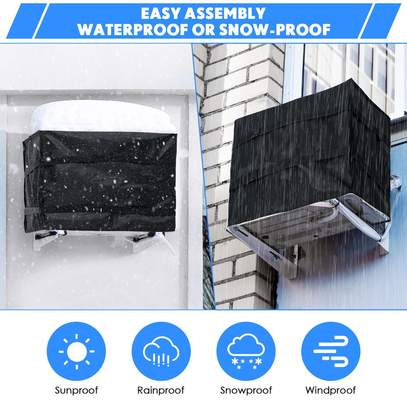 2 Pcs Window AC Cover, White&black, Inside 17"x14", Outside 17"x12" Inside 17"x14", Outside 17"x12"