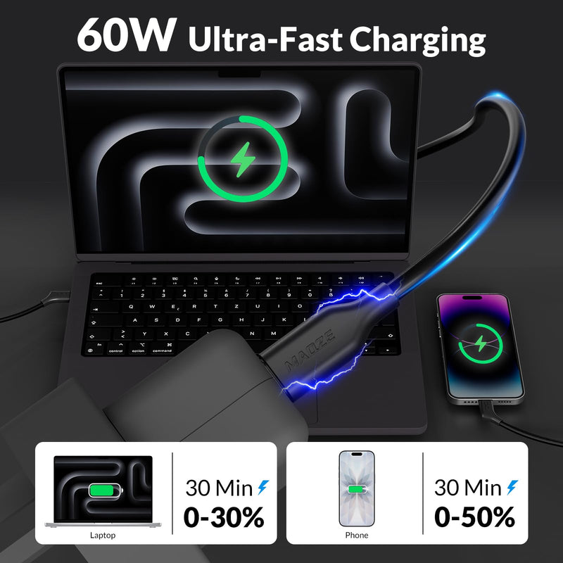 AR Glasses USB C Cable 4K60Hz USB C to USB C Cable 6FT, 10Gbps 60W Type C Fast Charging Cable for XREAL Air/One, VITURE Pro XR, Rokid Max, RayNeo and More Black