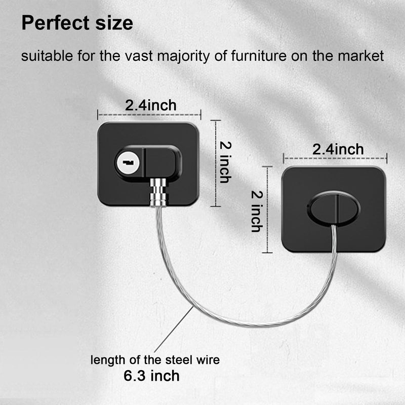 Fridge Lock (4 Pack),Refrigerator Lock with Keys,for Fridge, Cabinet Locks, Drawers, Dishwasher, Toilet and Child Safety Cabinet Locks, 3M Adhesive No Drilling (Black 4pcs) Black 4pcs