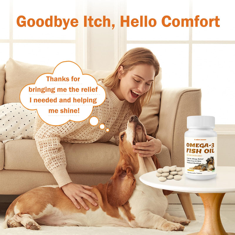 Allergy & Itch for Dogs - Omega 3 Fish Oil Skin and Coat Chews Tablet - Dog Itching & Ears Relief - Reduced Seasonal Allergies Shedding Dry Skin Itchy Paws Hot Spots Treatment