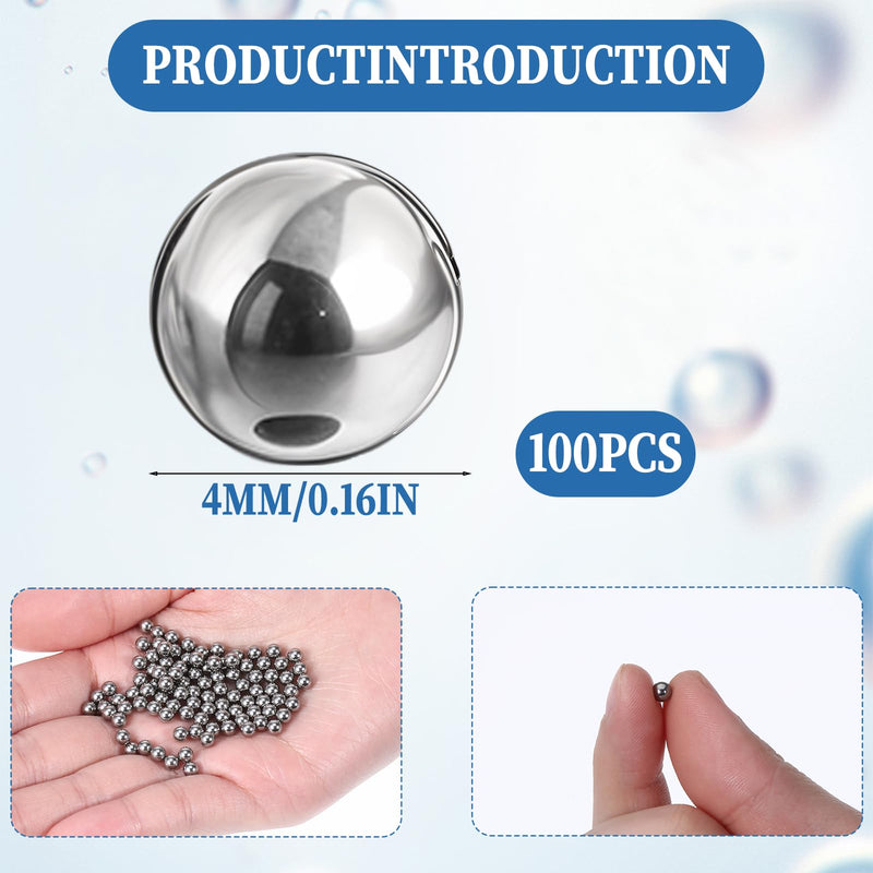 100 PCS Paint Mixing Balls, Metal Ball Stainless Steel Bearing Balls for Model Mixing and Stirring of Paint or Nail Polish Agitator (0.16"/4mm)