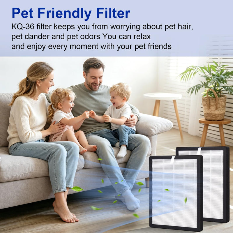 KQ-36 Filter Replacement - Compatible with Aucleia KQ-36 Air Purifier, 3-in-1 High-Efficiency Carbon Filter Filtration,2 Pack