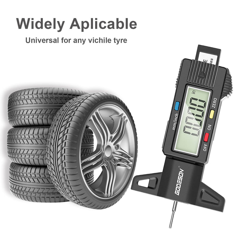 GODESON Digital Tyre Tread Depth Gauge UK,0-25.4 Mm Inch Tyre Guage Digital with Large LCD Display and Tire Tread Depth Measuring Tool for Cars,Trucks,Moto LARGE LCD SCREEN