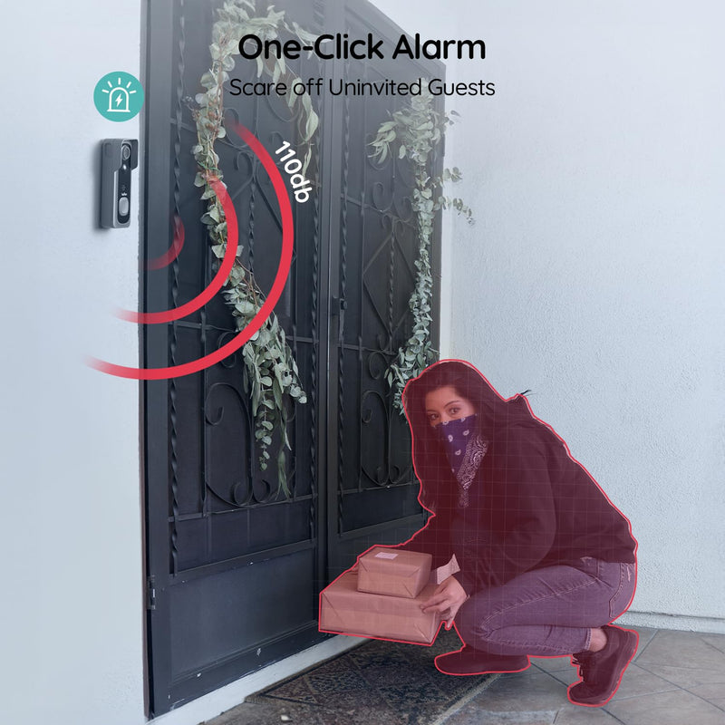 BOIFUN Wireless Doorbell Camera with Chime - 166° Wide Angle View, 2K HD Video, Quick Wake Up and Motion Detection, 6700mAh Battery, Intelligent HDR Night Vision, Two-Way Audio (No Subscription) Black