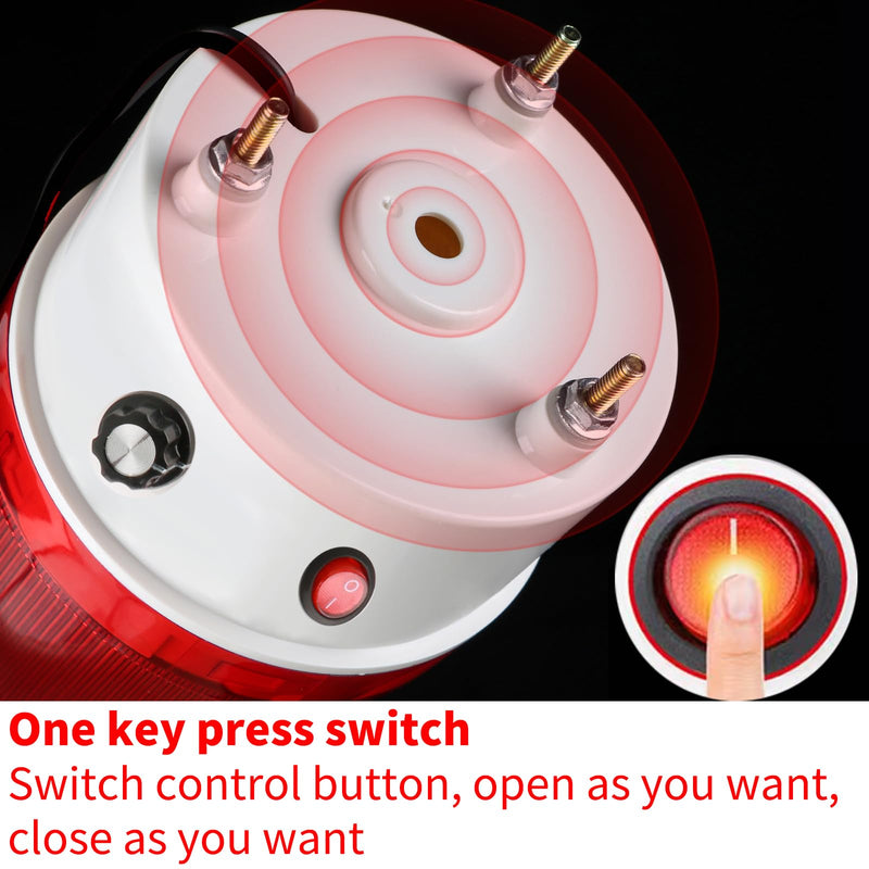 Industrial LED Rotating Warning Light, AC110V Red Strobe Light for Public Emergency Alarms, Siren Light with Volume Adjustment,with Plug, Buzzer (AC110V （Plug, Switch, Volume))