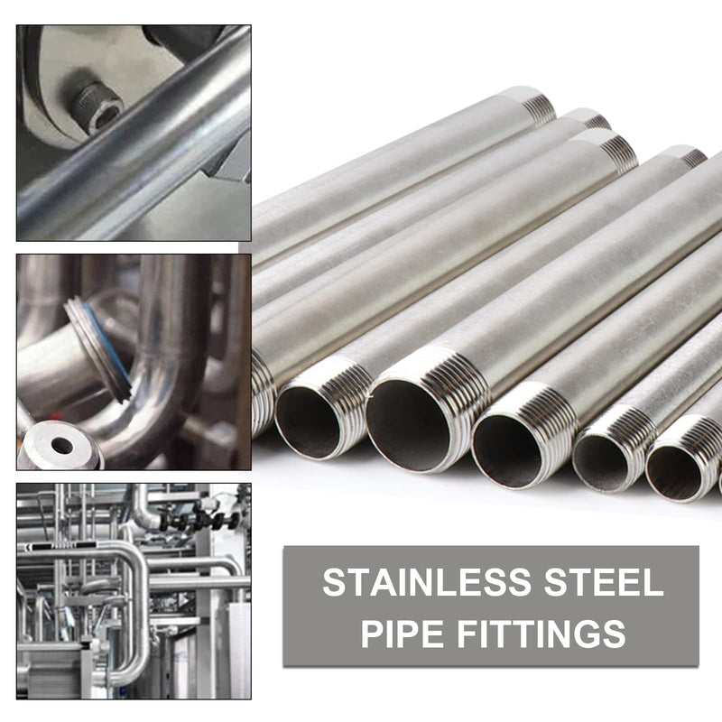 TAISHER 2Pcs Stainless Steel Pipe Fittings, 1/4" NPT x 1/4" NPT Male Threaded, 12" Length Nipple Cast Pipe 1/4" NPT(Male x Male) 12"(300mm) Length