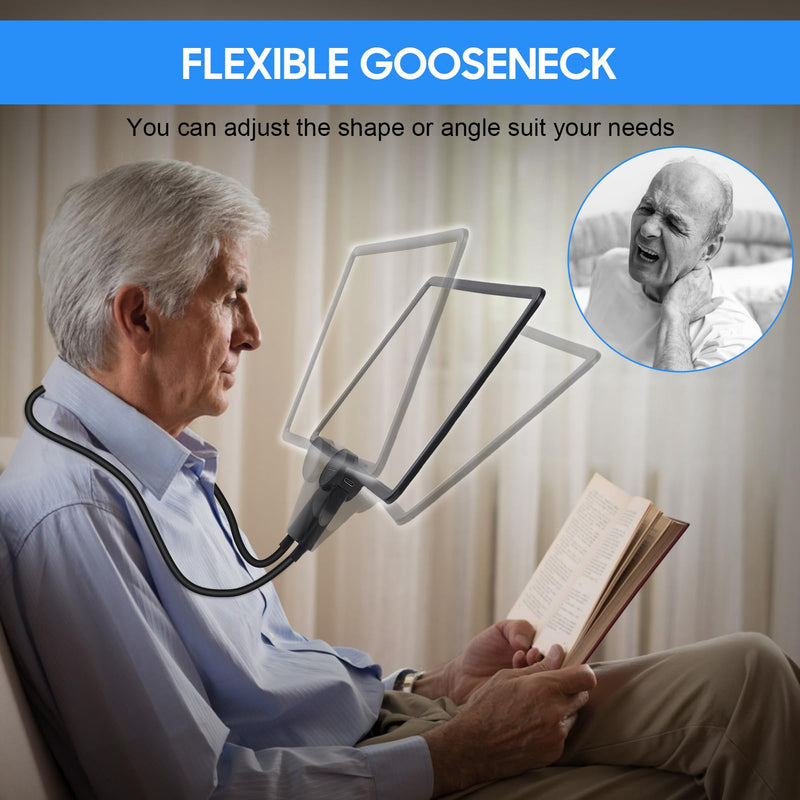 5X Neck Magnifying Glass with Light, Hands Free Full Book Page Magnifier Glass for Reading with 50 LED Lights, Flexible Gooseneck Magnifiers for Seniors Low Vision