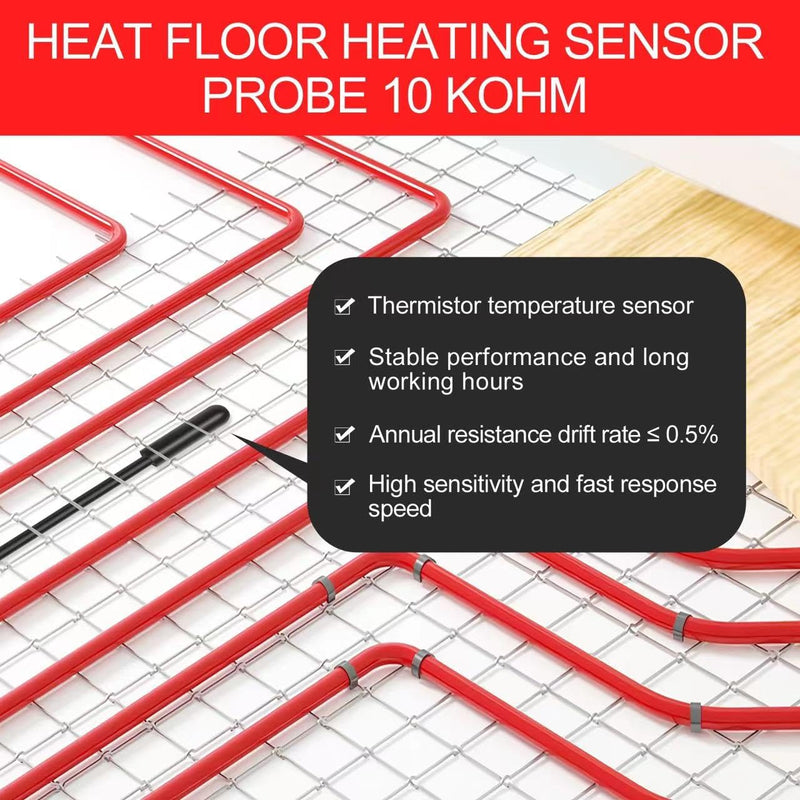 Thermal Underfloor Heating Sensor Probe Suitable for Most Heating Installations Heat Floor Heating Sensor Probe 10k ohm