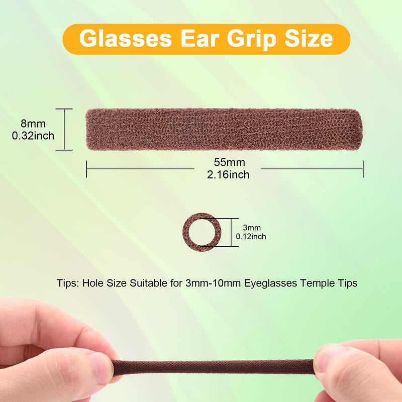 Anti-Slip Elastic Comfort Eyeglasses Temple Tips Sleeve, Soft and Well-Fitting Glasses Ear Cushion, Microstructured Fabric Glasses Ear Grip, Knitting Eyeglass Arm Cushion - Black 3 Pairs 3 Pairs Black
