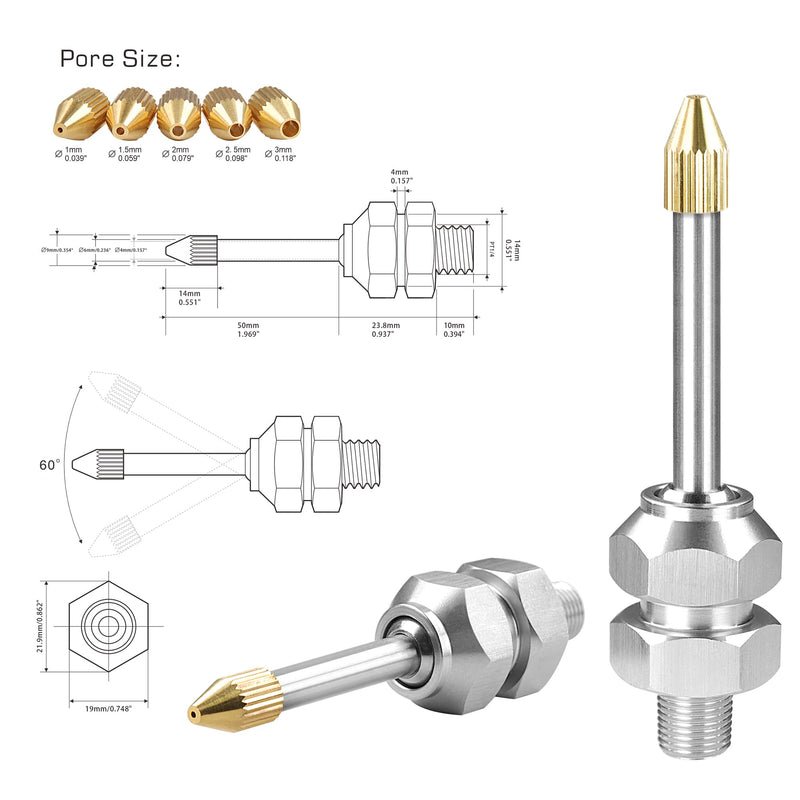 2 Set 1/4" PT 304 Stainless Steel Coolant Nozzles for Cnc Vertical Lathe Cutting Nozzle, 360 ° Steering High-Pressure Cutting Oil Cooling Extension Nozzle Air Blow Nozzles HTDS-PT1/4-QT