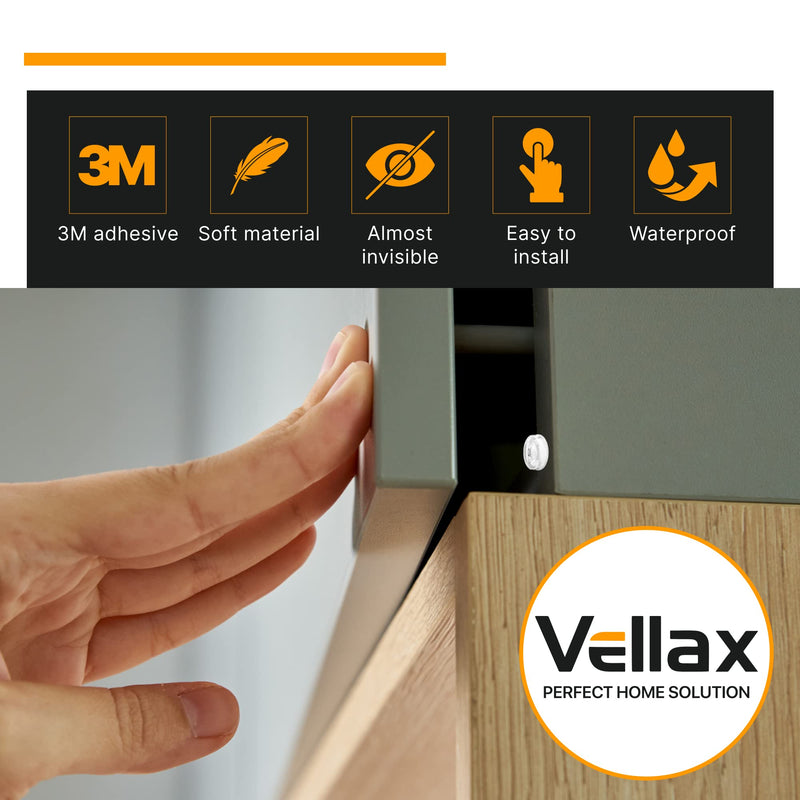 Vellax Self Adhesive Cabinet Door Bumpers - 128 pcs Sticky Silicone Clear Sound Dampening Rubber Bumpers - Cabinet Bumpers for Wall Protection, Kitchen Furniture, Decor, Drawer Stops SB-05P 128 Pcs - 0.5" x 0.2"