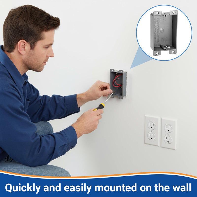 Relaxweex 16 Pack Plastic Shallow Electrical Box, 8 Cubic Inch Grey Shallow Outlet Box, Single Gang Old Work Junction Bulk, Length 4.25'', Width 2.4'', Depth 1.24'', Etl Certified