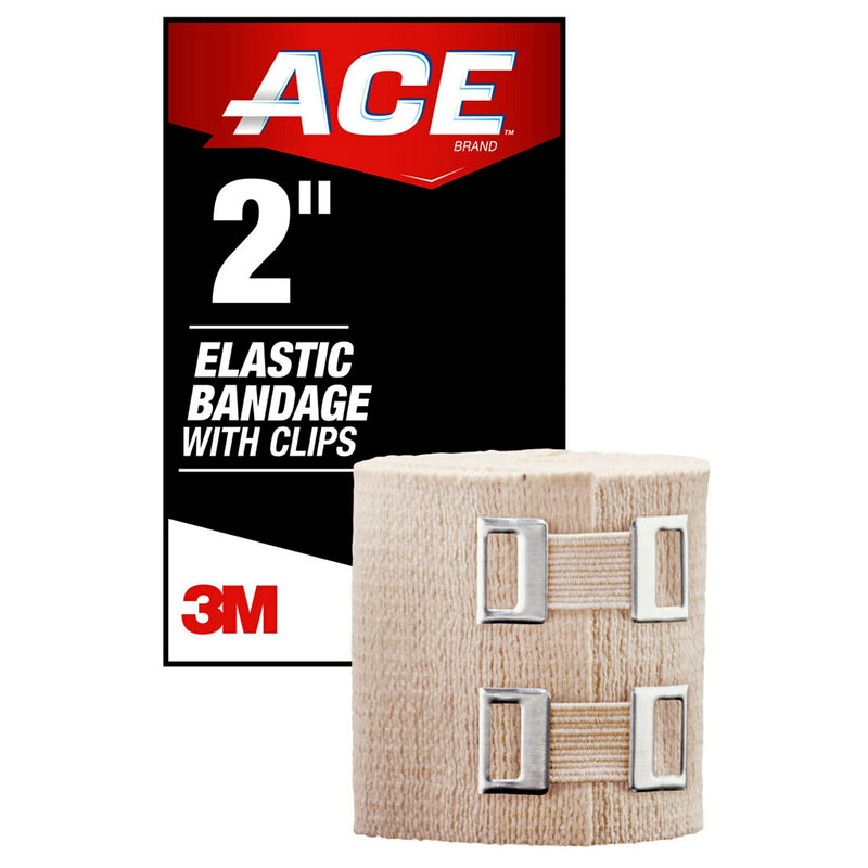 ACE Brand 2 Inch Elastic Bandage with Clips, Beige, 2 in x 51.2 in, Great for Elbow, Ankle, Knee & More, Comfortable Design for Prolonged Wear, Easy-to-Use Wrap Design (207310) 2"