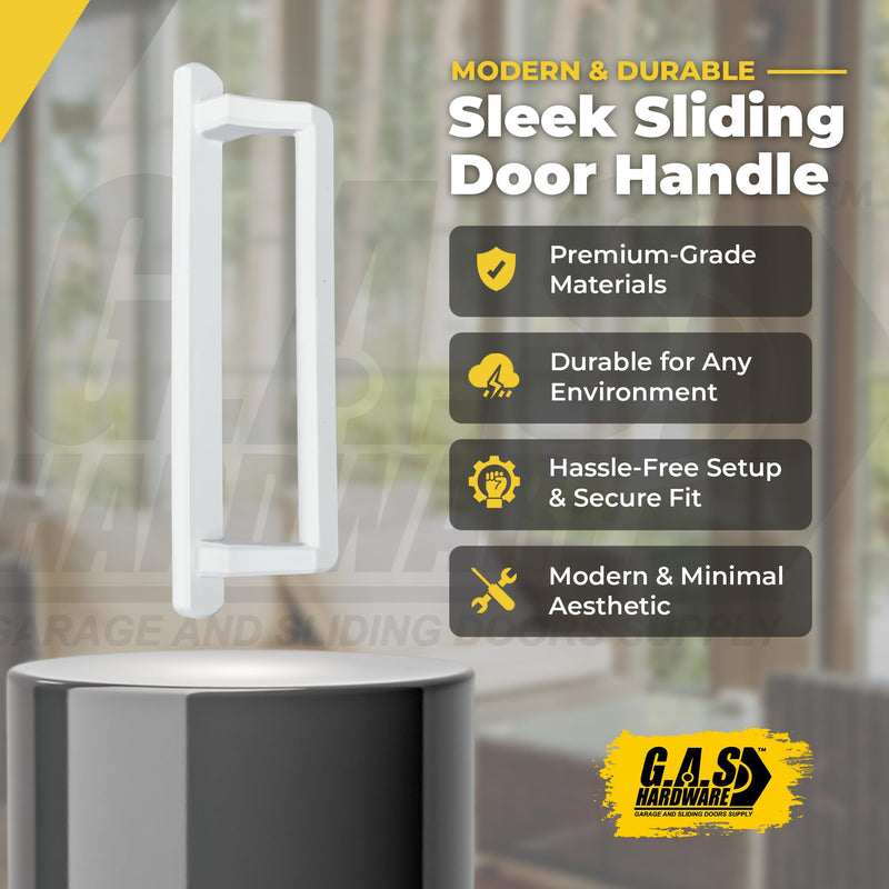 PGT 10" Sliding Glass Door Exterior Handle | Exterior Replacement Patio Door Handle | Outside Door Handle Replacement - White