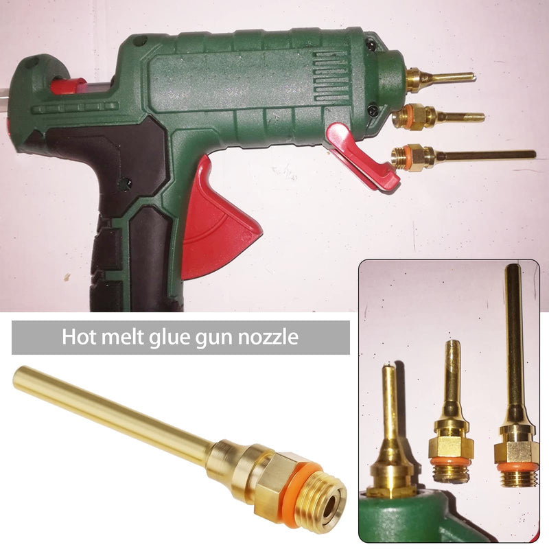 3Pcs Hot Glue Gun Nozzles 3 Size 70 mm Copper Glue Gun Nozzle with Wrench Assortment Kit for Home Repairs DIY Craft Projects Brass