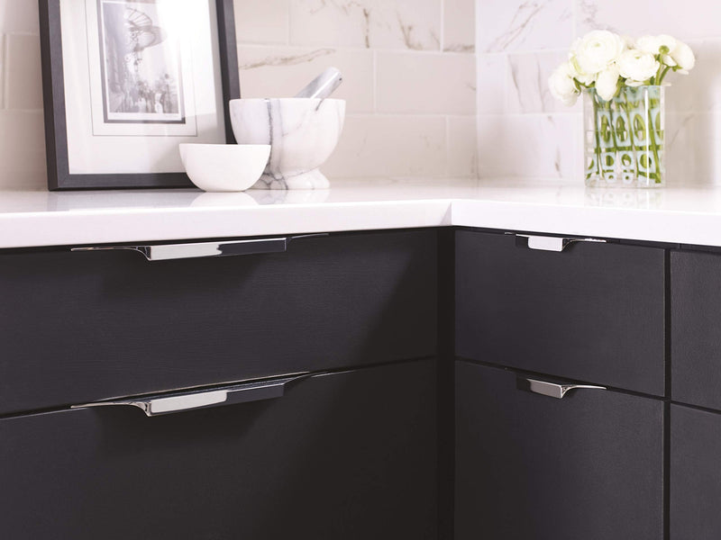 Amerock | Cabinet Edge Pull | Polished Chrome | 8-9/16 inch (217 mm) Center to Center | Extent | 1 Pack | Drawer Pull | Drawer Handle | Cabinet Hardware 8-9/16 Inch (217 mm) Center-to-Center