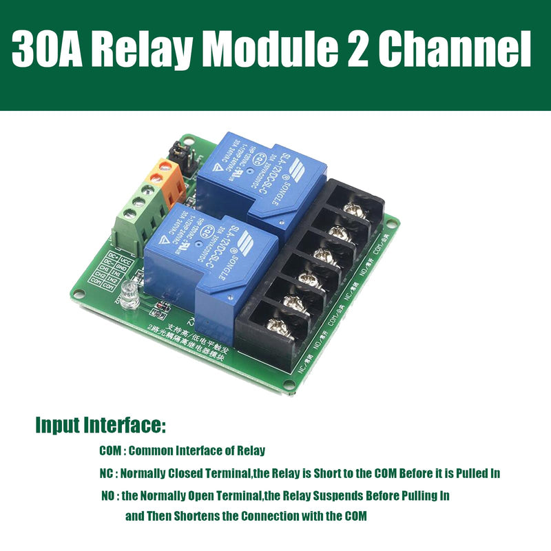 DIANN 2pcs 5V 30A 2-Channel Relay Module High Low Level Trigger with Optocoupler Isolation Load for PLC Automation Equipment Control Industrial Control 5V-2 Channel-2pc