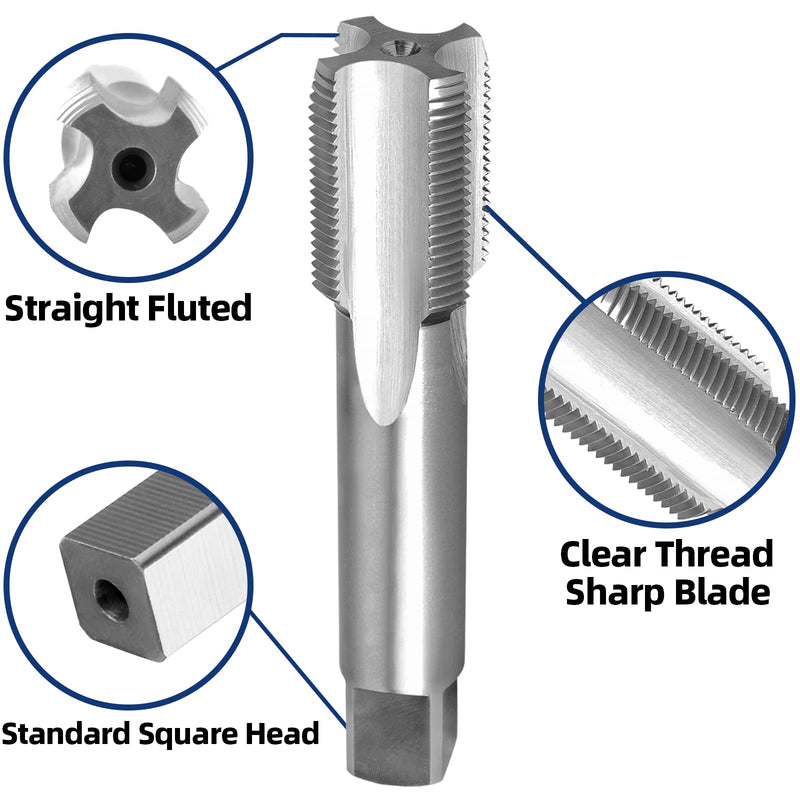Burkit 1-1/2"-12 UNF Thread Tap Right Hand, HSS 1-1/2 x 12 UNF Straight Fluted Machine Tap